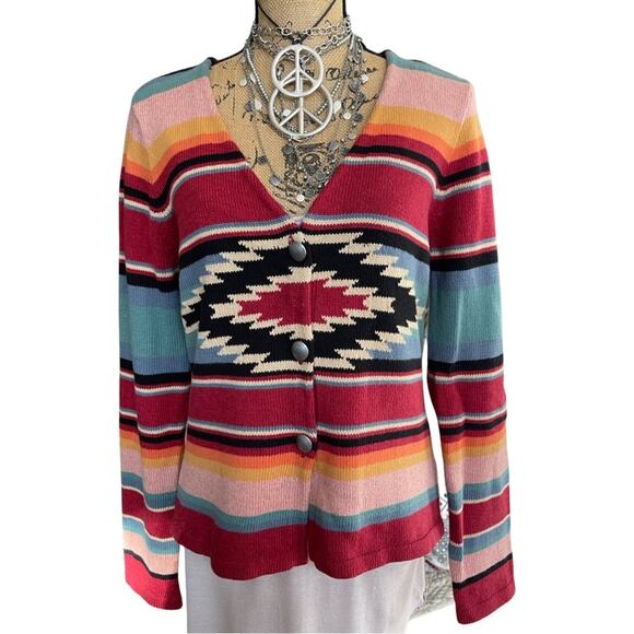 AMERICAN LIVING - VINTAGE Western cardigan women's size LARGE - Picture 1 of 12